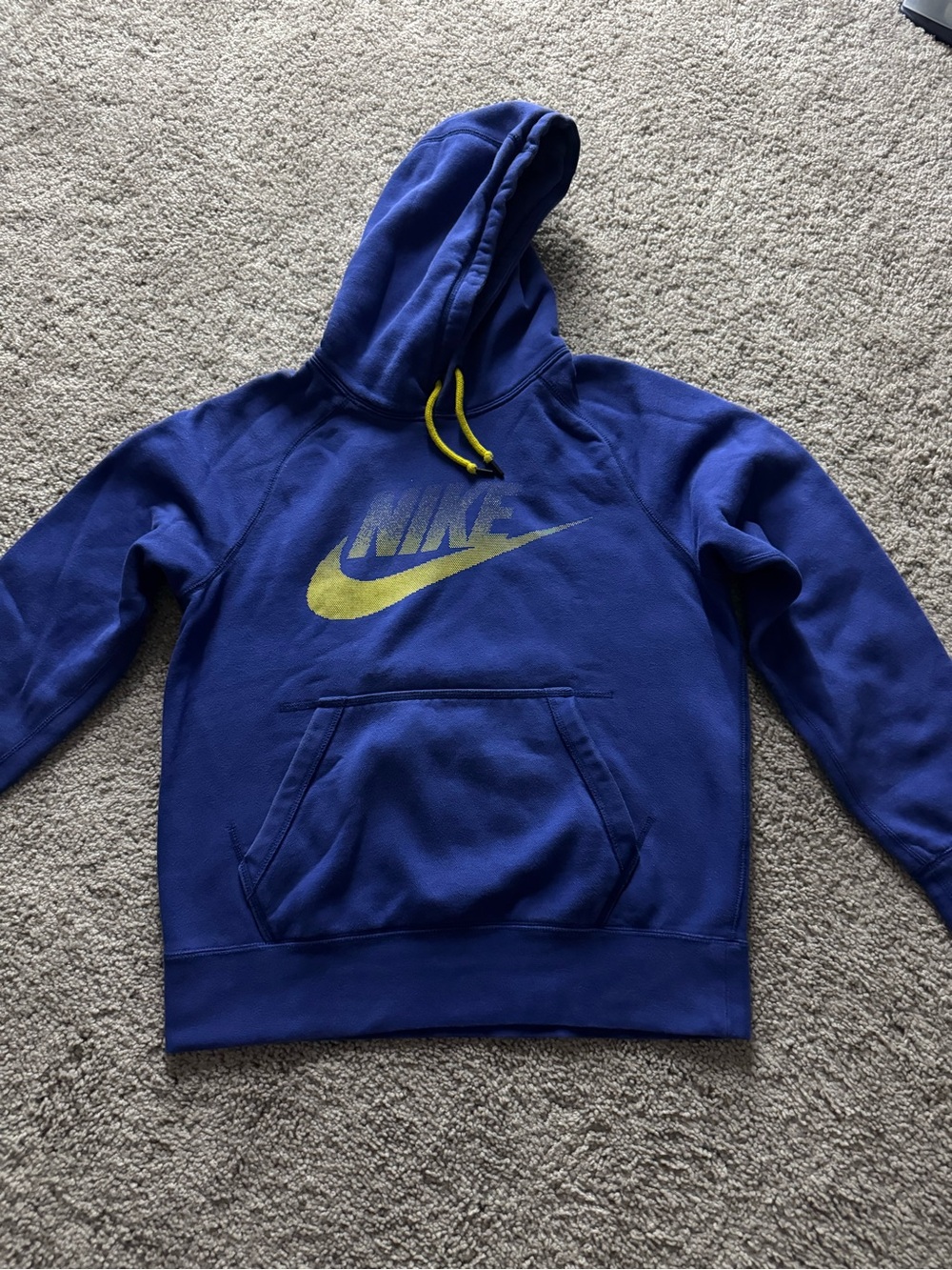 Nike Royal Blue Hoodie with Yellow Logo